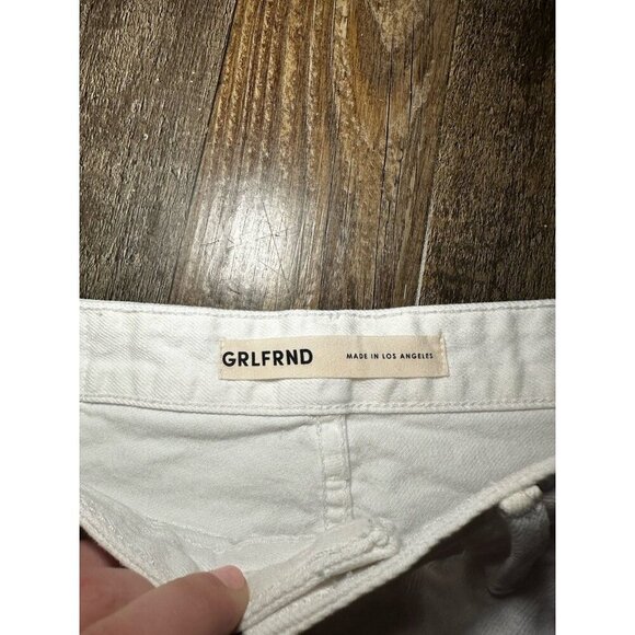 Grlfrnd Helena High Rise Cut Off Short White Size 26 - Picture 3 of 8